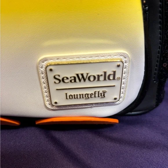 Loungefly Black and Orange Penguin Backpack Sparkly Design - Picture 4 of 4